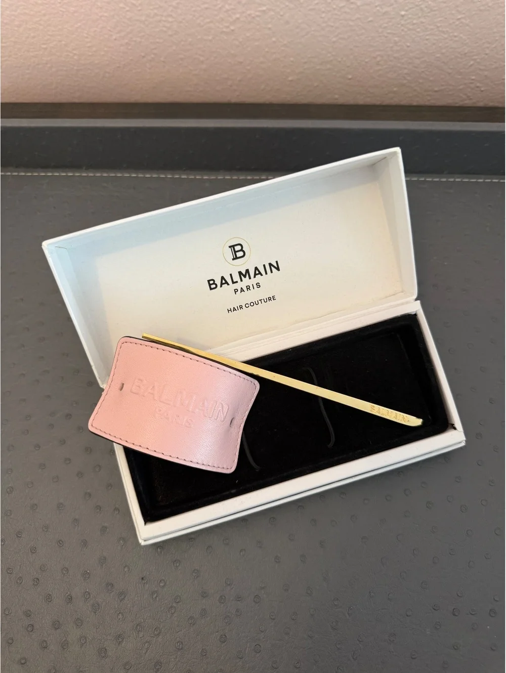 Balmain Limited Edition Pastel Pink Embossed Hair Barrette
